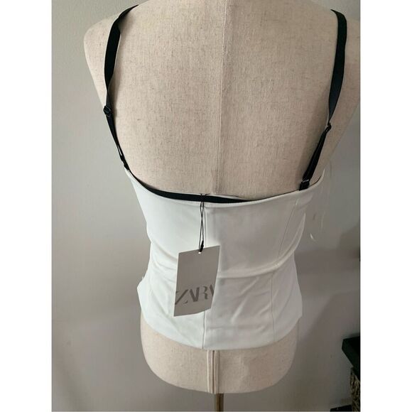 Zara Women's White and corset Crop-top size small - Picture 7 of 8